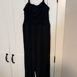 Ava & Viv Black Ruched Jumpsuit